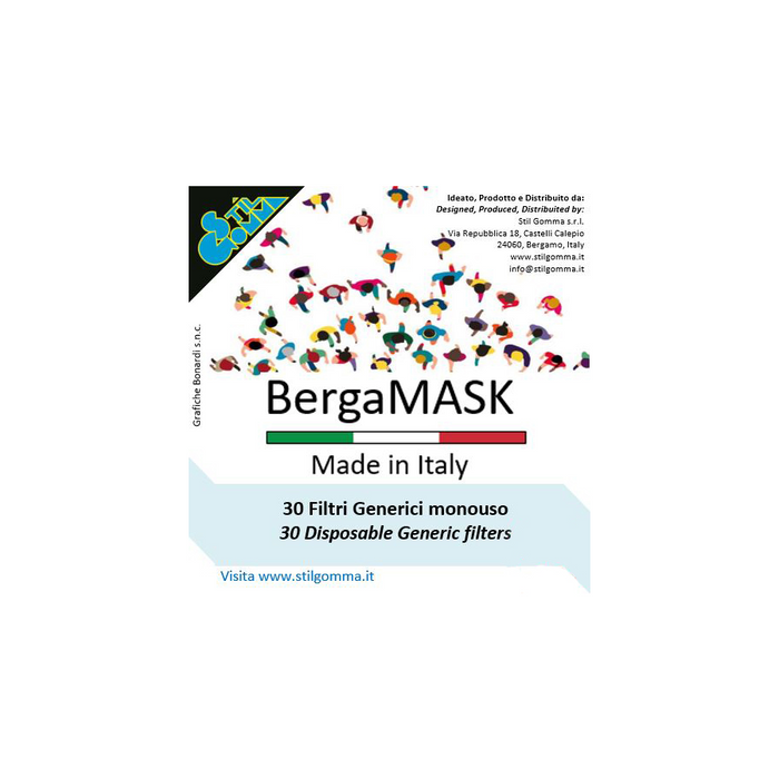 30 filtri TNT Generici di ricambio per bergaMASK - Non è un prodotto Medicale