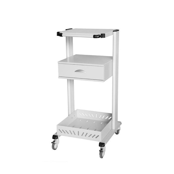 Carrello 2 ripiani con cassetto